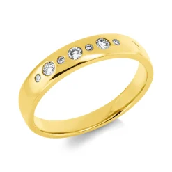 Ring aus 750 Gold Gelbgold 7 Brillanten 0,14ct TW-PI B:4mm Zarge