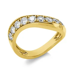Ring aus 750 Gold Gelbgold 9 Brillanten 0,87ct TW-SI B:6,8mm