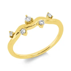Ring aus 750 Gold Gelbgold 5 Brillanten 0,13ct TW-SI B:6mm