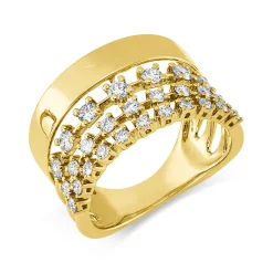 Ring aus 750 Gold Gelbgold 27 Brillanten 0,67ct W-PI B:12,3mm