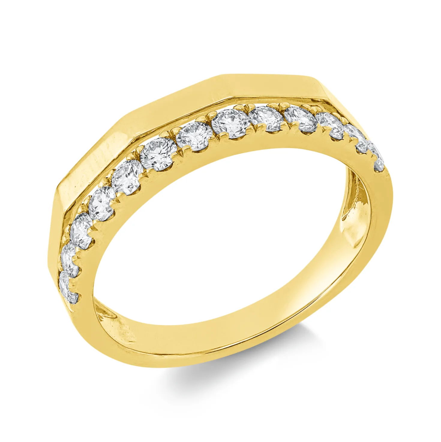 Ring aus 585 Gold Gelbgold 13 Brillanten 0,5ct W-SI/PI B:4,6mm