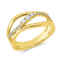 Ring aus 585 Gold Gelbgold 21 Brillanten 0,22ct W-SI/PI B:9,1mm