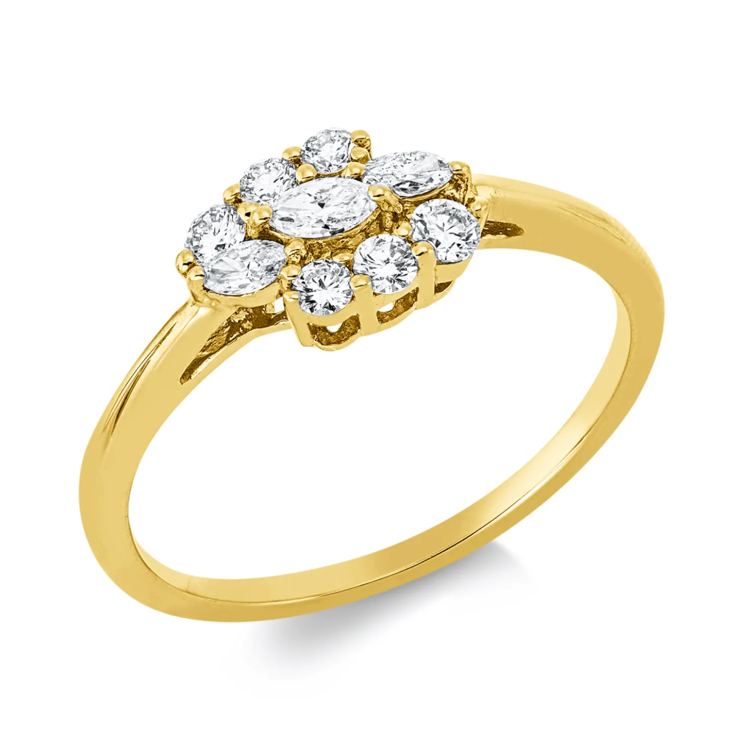 Ring aus 750 Gold Gelbgold 9 Diamanten 0,32ct B:6,7mm