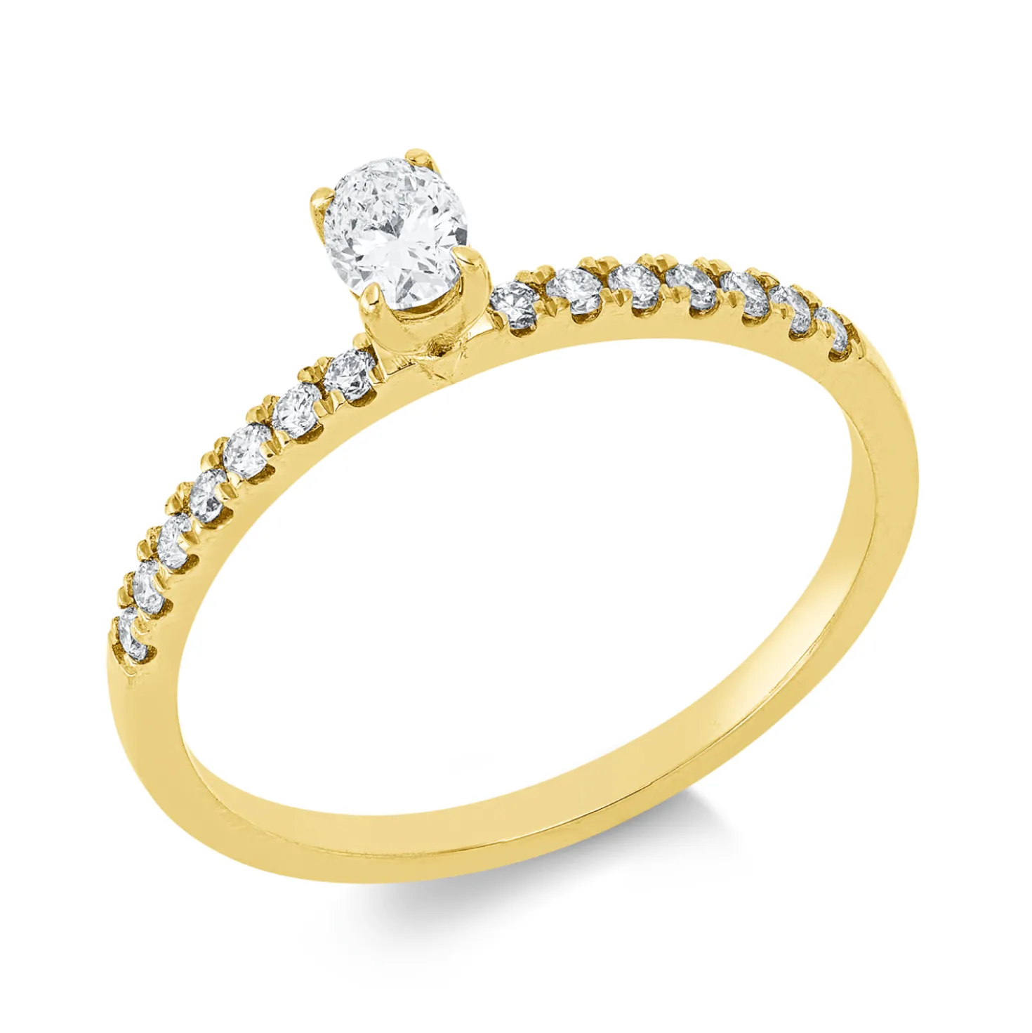 Ring aus 750 Gold Gelbgold 15 Diamanten 0,34ct B:4,2mm