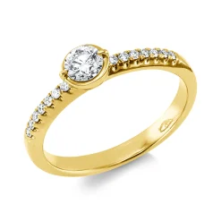 Ring aus 750 Gold Gelbgold 15 Diamanten 0,36ct B:4,8mm Zarge