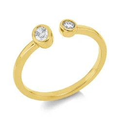 Ring aus 750 Gold Gelbgold 2 Diamanten 0,21ct B:5mm Zarge