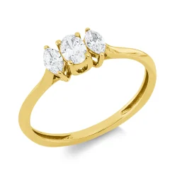 Ring aus 750 Gold Gelbgold 3 Diamanten 0,39ct TW-SI B:5mm