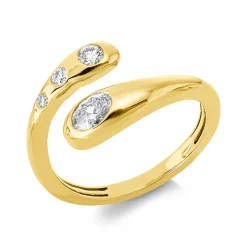 Ring aus 750 Gold Gelbgold 4 Diamanten 0,37ct TW-SI B:11,1mm