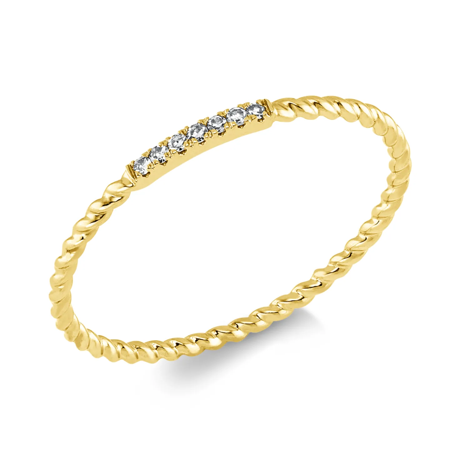 Ring aus 750 Gold Gelbgold 7 Diamanten 0,03ct TW-SI B:1mm