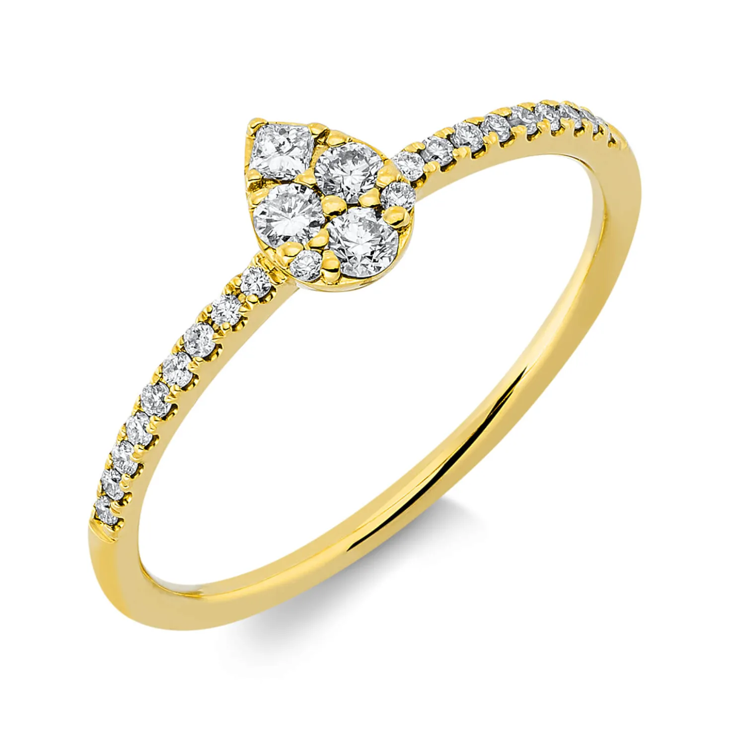 Ring aus 750 Gold Gelbgold 24 Diamanten 0,21ct TW-SI B:6mm