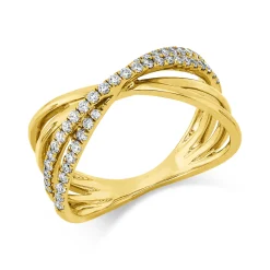 Ring aus 750 Gold Gelbgold 45 Diamanten 0,34ct TW-SI B:9,6mm