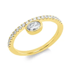 Ring aus 750 Gold Gelbgold 22 Diamanten 0,46ct TW-SI B:6,2mm