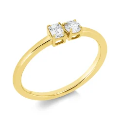 Ring aus 750 Gold Gelbgold 2 Diamanten 0,3ct TW-SI B:3,8mm