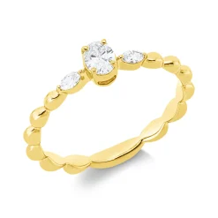Ring aus 750 Gold Gelbgold 3 Diamanten 0,26ct TW-SI B:4,6mm