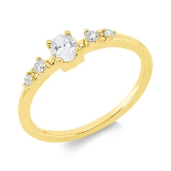 Ring aus 750 Gold Gelbgold 5 Diamanten 0,34ct TW-SI B:4,6mm