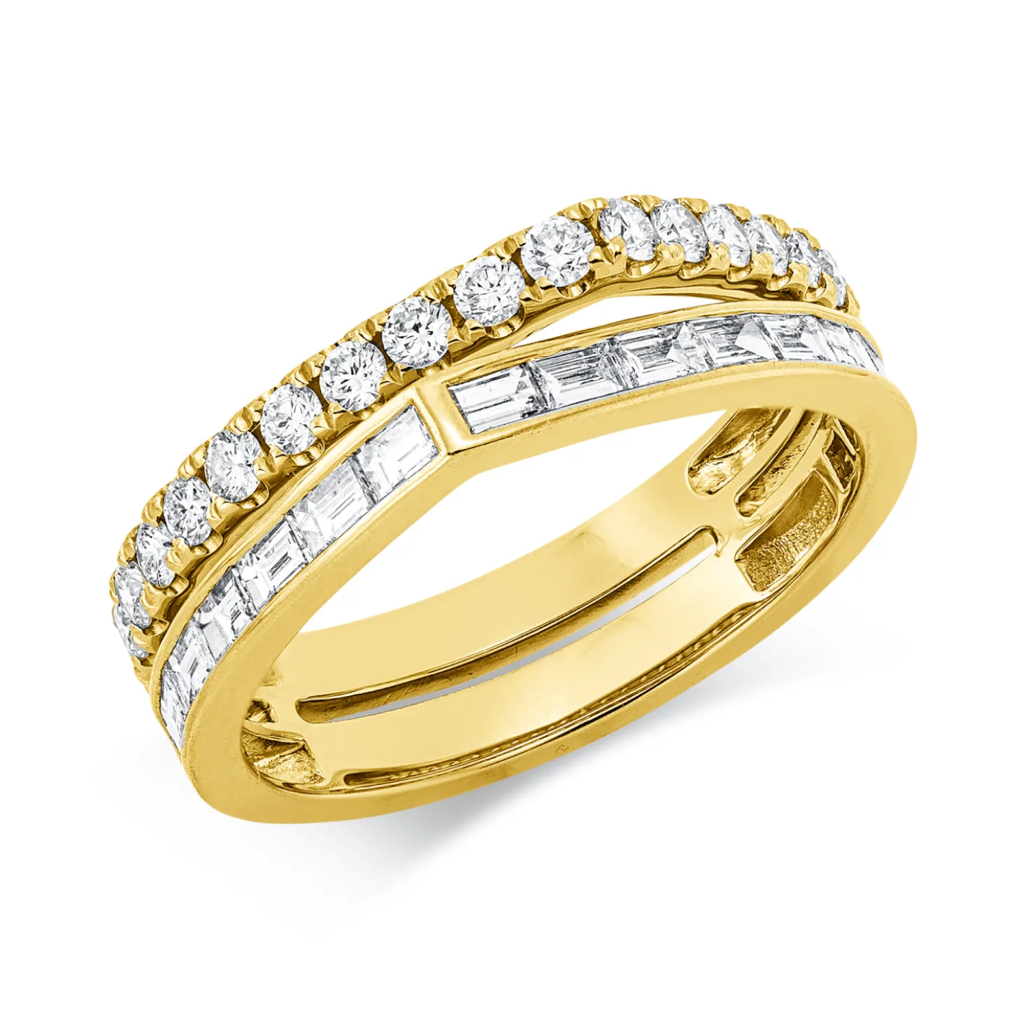Ring aus 750 Gold Gelbgold 36 Diamanten 0,99ct TW-SI B:5mm