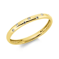 Ring aus 750 Gold Gelbgold 6 Diamanten 0,03ct TW-SI B:12,8mm