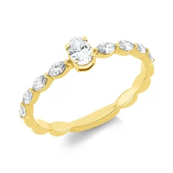 Ring aus 750 Gold Gelbgold 9 Diamanten 0,49ct TW-SI B:4,6mm