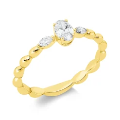 Ring aus 750 Gold Gelbgold 3 Diamanten 0,32ct TW-SI B:5,1mm