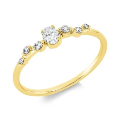 Ring aus 750 Gold Gelbgold 7 Diamanten 0,21ct TW-SI B:3,8mm