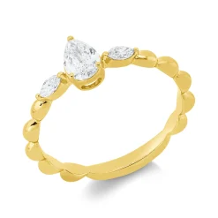 Ring aus 750 Gold Gelbgold 3 Diamanten 0,43ct TW-SI B:6,4mm