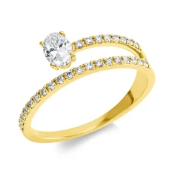 Ring aus 750 Gold Gelbgold 28 Diamanten 0,51ct TW-SI B:6,7mm