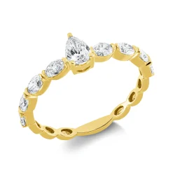 Ring aus 750 Gold Gelbgold 9 Diamanten 0,77ct TW-SI B:5,9mm
