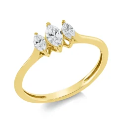 Ring aus 750 Gold Gelbgold 3 Diamanten 0,37ct TW-SI B:6,5mm