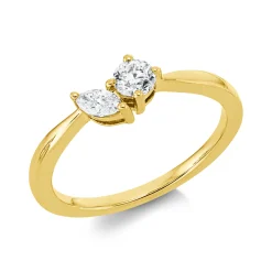 Ring aus 750 Gold Gelbgold 2 Diamanten 0,36ct TW-SI B:5,4mm