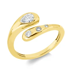 Ring aus 750 Gold Gelbgold 4 Diamanten 0,4ct TW-SI B:10,2mm