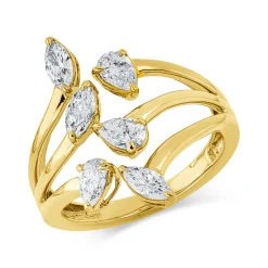 Ring aus 750 Gold Gelbgold 6 Diamanten 0,99ct TW-SI B:20,6mm