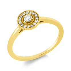 Ring aus 750 Gold Gelbgold 16 Diamanten 0,14ct TW-SI B:7,5mm