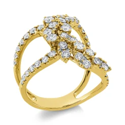Ring aus 750 Gold Gelbgold 62 Diamanten 1,69ct TW-SI B:23,4mm