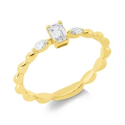 Ring aus 750 Gold Gelbgold 3 Diamanten 0,3ct TW-SI B:4,4mm