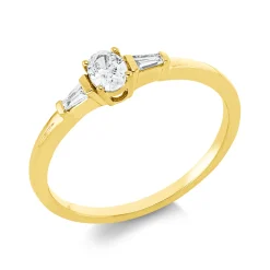 Ring aus 750 Gold Gelbgold 3 Diamanten 0,23ct TW-SI B:4,2mm