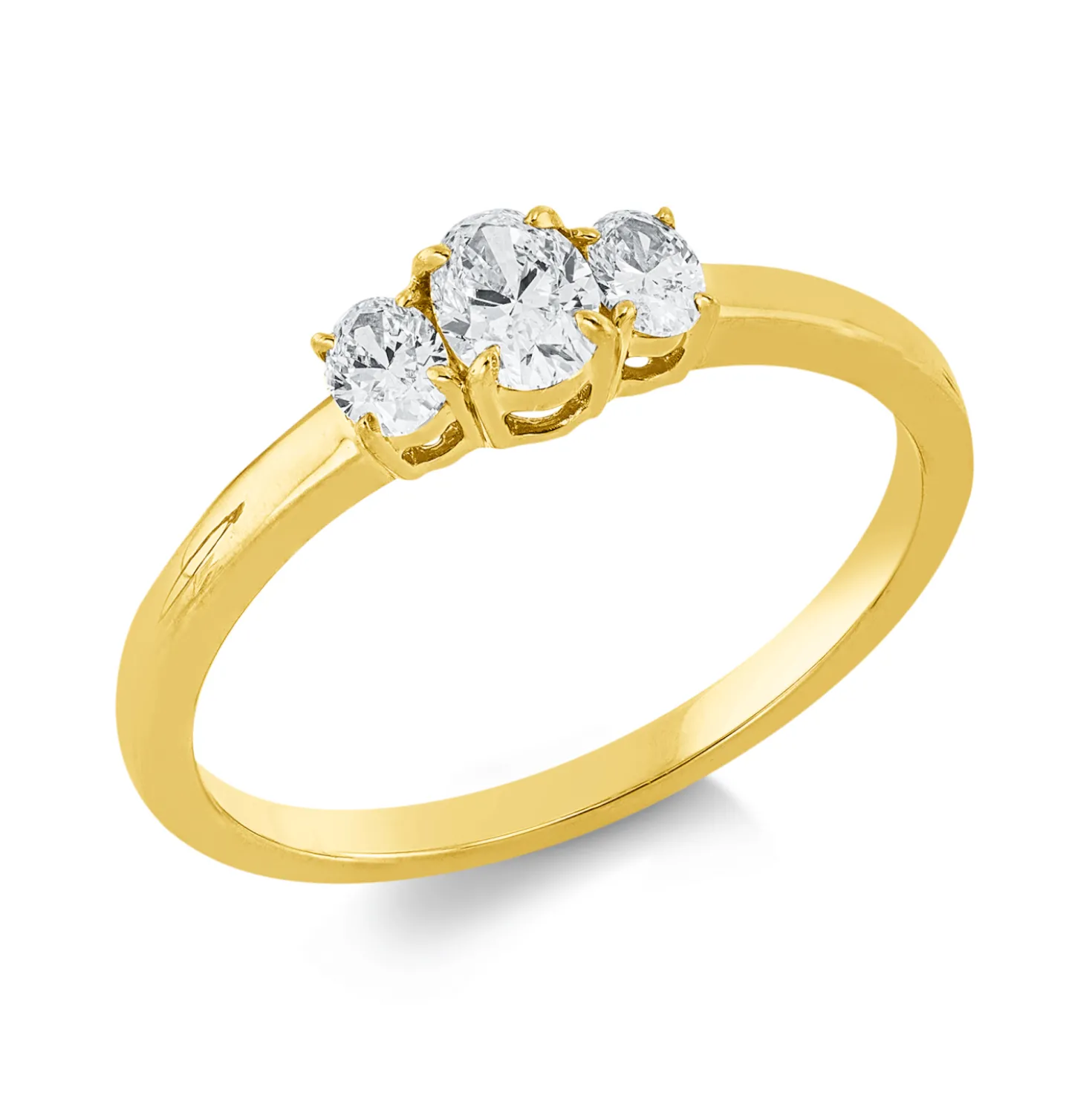 Ring aus 750 Gold Gelbgold 3 Diamanten 0,44ct TW-SI B:4,8mm