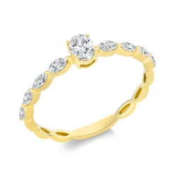 Ring aus 750 Gold Gelbgold 9 Diamanten 0,5ct TW-SI B:4,3mm
