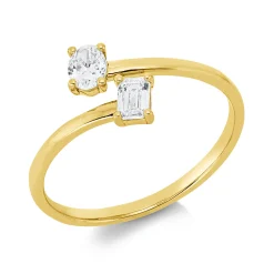 Ring aus 750 Gold Gelbgold 2 Diamanten 0,4ct TW-SI B:9,3mm