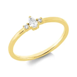 Ring aus 750 Gold Gelbgold 3 Diamanten 0,13ct TW-SI B:4,1mm 3er-Krappe