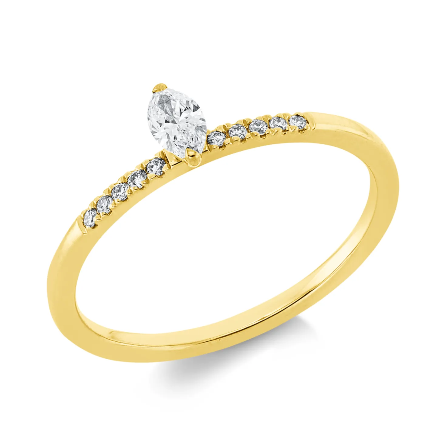 Ring aus 750 Gold Gelbgold 11 Diamanten 0,22ct TW-SI B:5,4mm 2er-Krappe