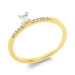 Ring aus 750 Gold Gelbgold 11 Diamanten 0,27ct TW-SI B:4,4mm 4er-Krappe