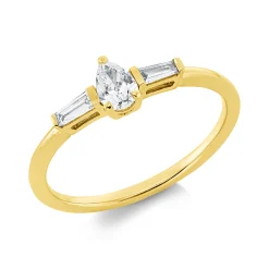 Ring aus 750 Gold Gelbgold 3 Diamanten 0,31ct TW-SI B:5,4mm 3er-Krappe