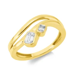 Ring aus 750 Gold Gelbgold 2 Diamanten 0,43ct TW-SI B:9,8mm Zarge