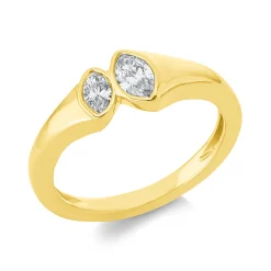 Ring aus 750 Gold Gelbgold 2 Diamanten 0,35ct TW-SI B:6,9mm Zarge