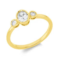 Ring aus 750 Gold Gelbgold 3 Diamanten 0,5ct TW-SI B:6,7mm Zarge