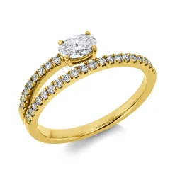 Ring aus 750 Gold Gelbgold 29 Diamanten 0,53ct W-SI B:5,8mm