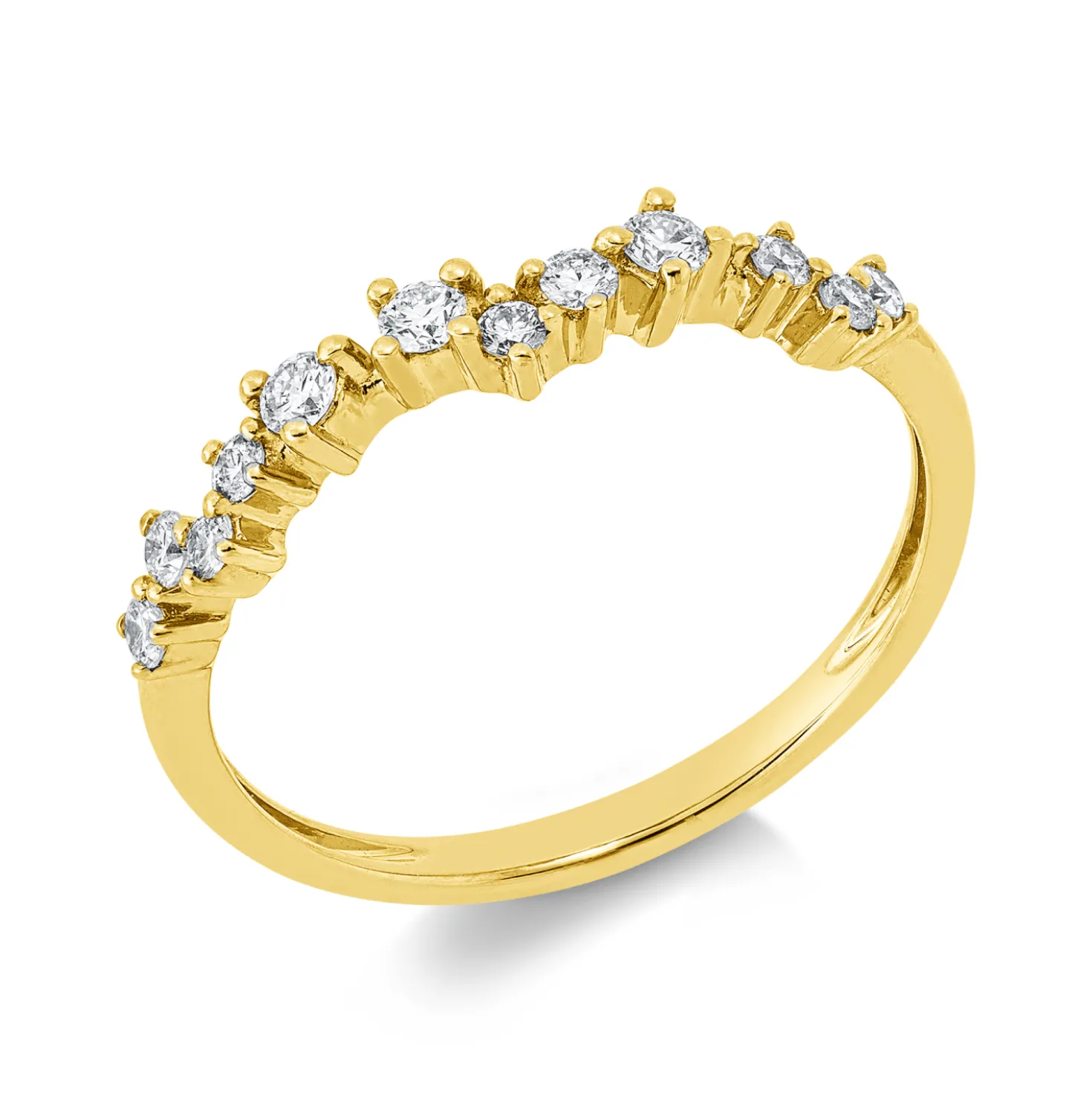 Ring aus 585 Gold Gelbgold 12 Diamanten 0,26ct W-SI/PI B:3mm