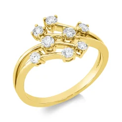 Ring aus 585 Gold Gelbgold 8 Diamanten 0,41ct W-SI/PI B:10,7mm