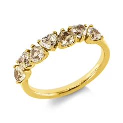 Ring aus 750 Gold Gelbgold 7 Diamanten Herz-Schliff 1,48ct gelb B:3,6mm