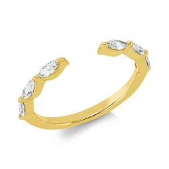 Ring aus 750 Gold Gelbgold 6 Diamanten Navette-Schliff 0,4ct TW-SI B:2,4mm